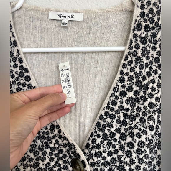 NWT Madewell Ditsy Cameron Ribbed Cardigan Sweater in Coziest Yarn, XXS - Picture 10 of 11